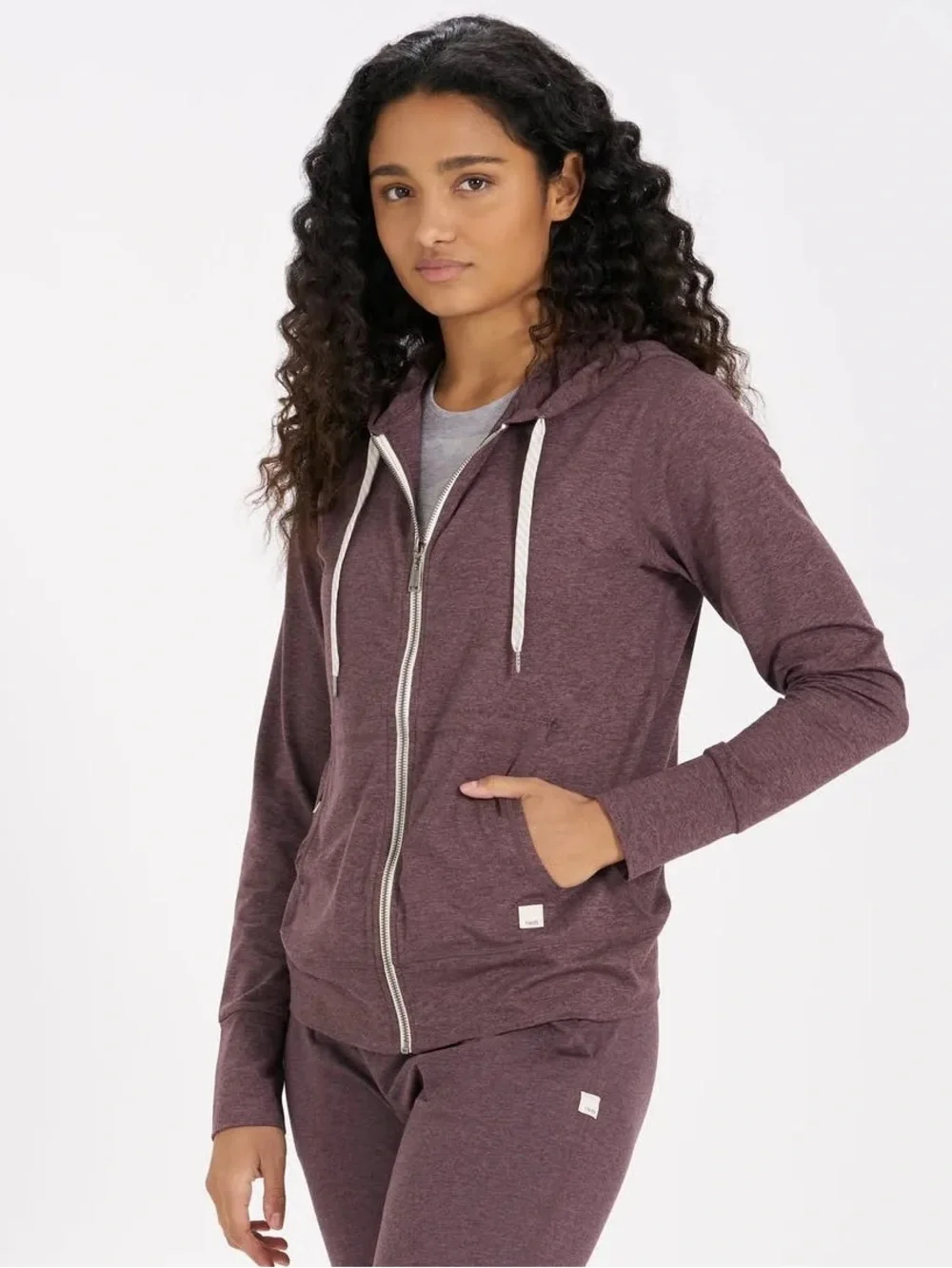 Vuori Women's Halo Performance Hoodie XL Smoked Plum Heather Burgundy Zip Up - Picture 1 of 15